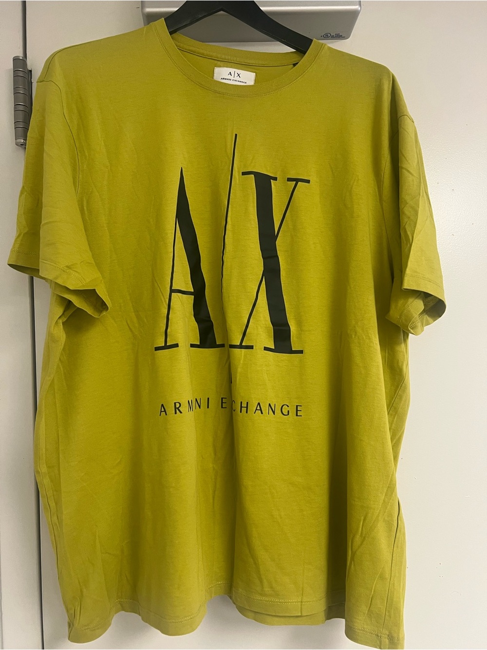 Armani Exchange Men’s Chartreuse Green AX Graphic Tee